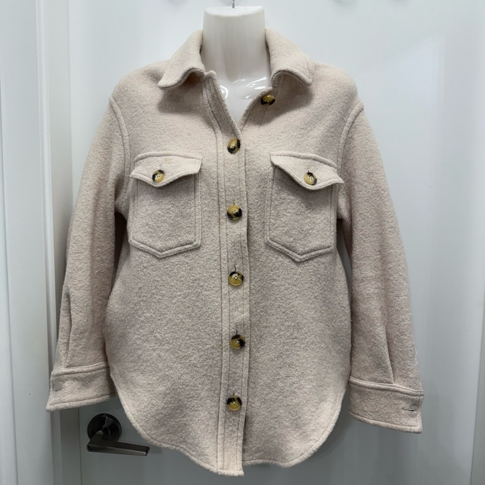 Aritzia Wilfred Free The Ganna Cream Merino Wool Jacket Size 2XS